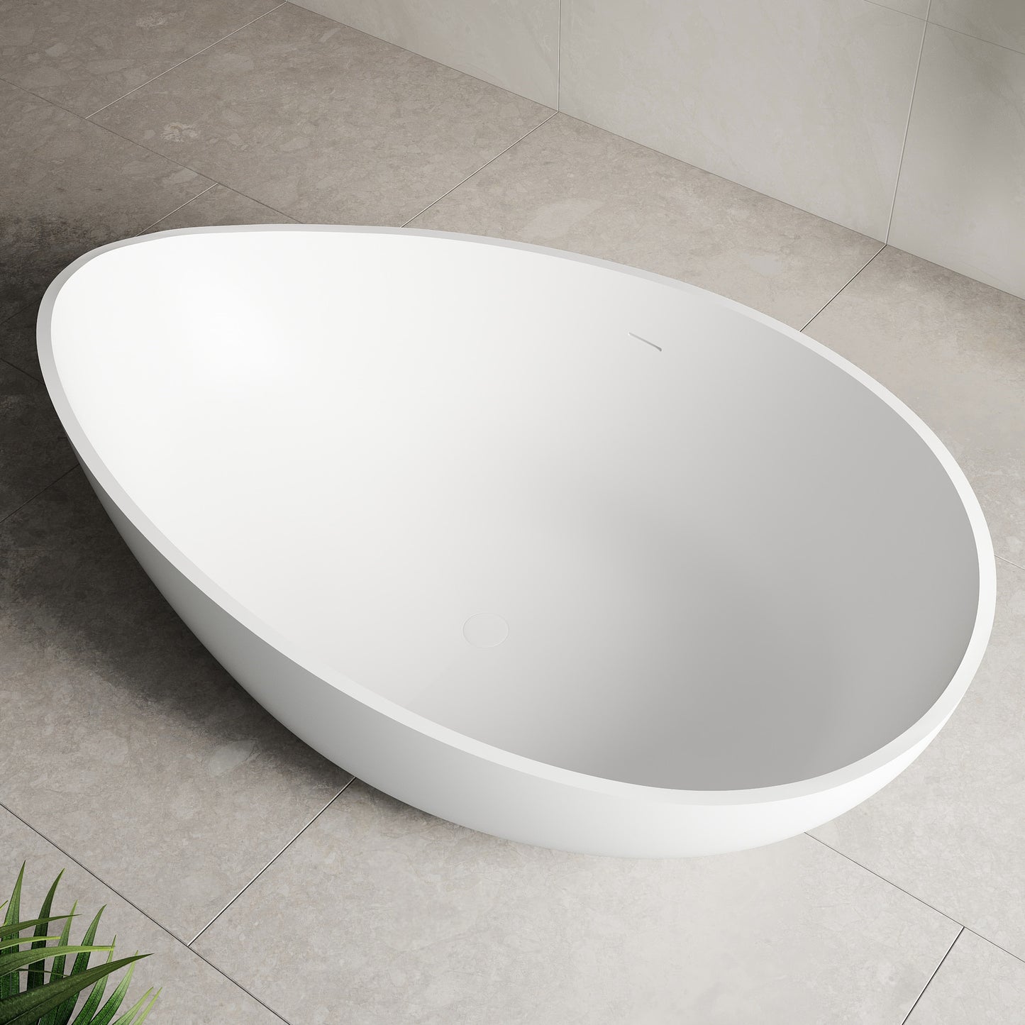 Wave 1800mm Oval Artificial Stone Freestanding Bath | Matte White |