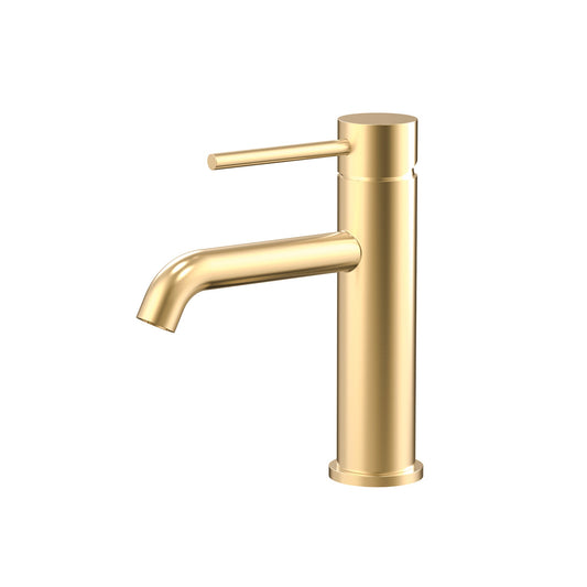 Profile III Short Basin Mixer, PVD Brushed Brass Gold