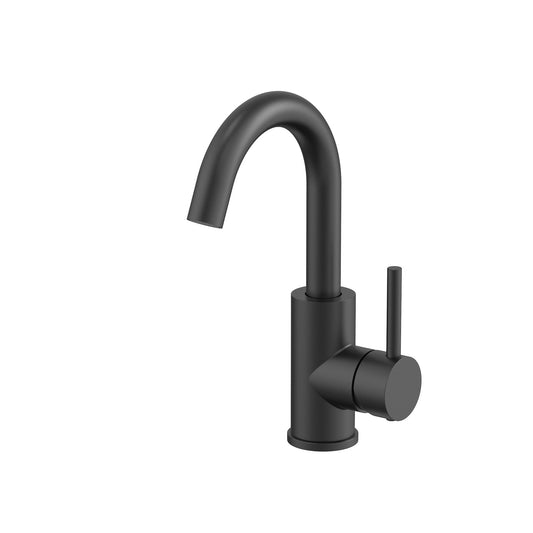 Profile III Swiveling Gooseneck Basin Mixer, Chrome Plated Matte Black