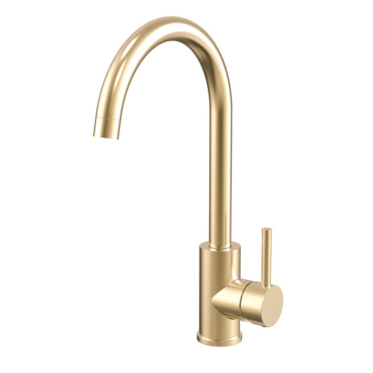 Profile III Gooseneck Sink Mixer, PVD Brushed Brass Gold