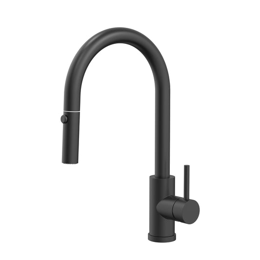 Profile III Gooseneck Kitchen Sink Mixer with Pull-Out, Chrome Plated Matte Black