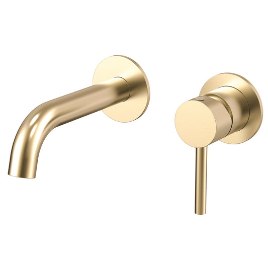 Profile III 150mm Basin/ Bath Wall Mixer Set, PVD Brushed Brass Gold