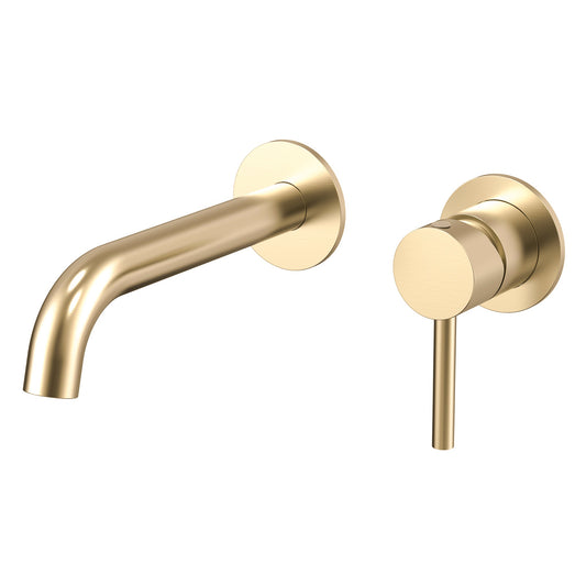 Profile III 180mm Basin/ Bath Wall Mixer Set, PVD Brushed Brass Gold