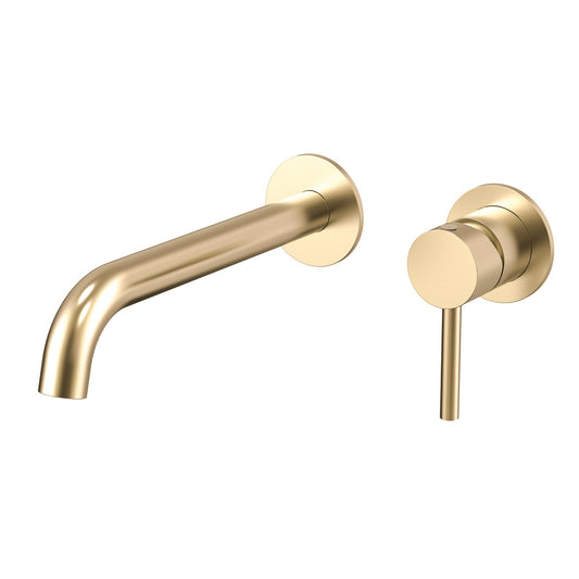 Profile III 220mm Basin/ Bath Wall Mixer Set, PVD Brushed Brass Gold