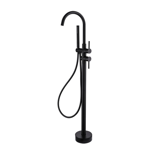 Profile III Floor Mounted Bath Filler with Mixer and Hand Shower, Chrome Plated Matte Black