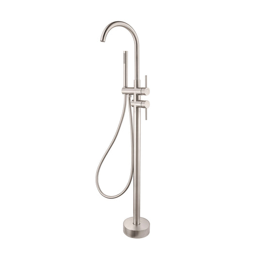 Profile III Floor Mounted Bath Filler with Mixer and Hand Shower, Brushed SS Nickel