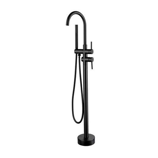 Profile III Floor Mounted Bath Filler with Mixer and Hand Shower, PVD Brushed Gunmetal