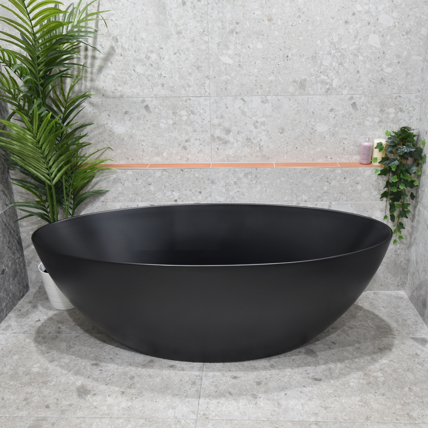 Kinka Egg 1800mm Oval Freestanding Bath, Matte Black