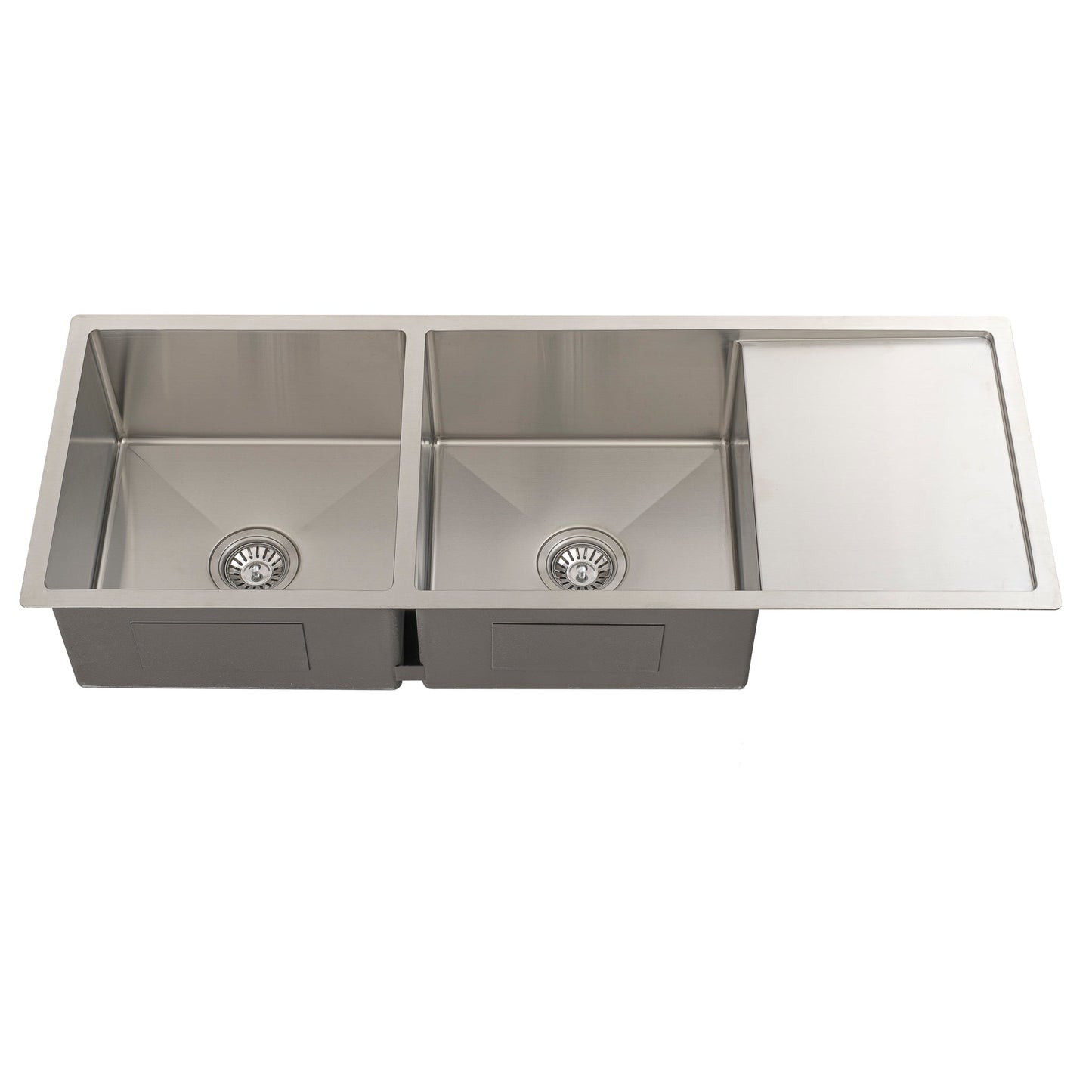 Retto II 1190mm x 450mm x 230mm Stainless Steel Double Sink with Drainer, Brushed Nickel Silver