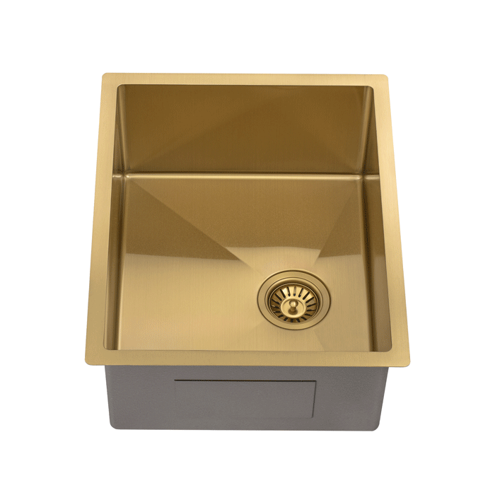 Retto II 550mm x 450mm x 230mm Stainless Steel Sink, Brushed Brass Gold