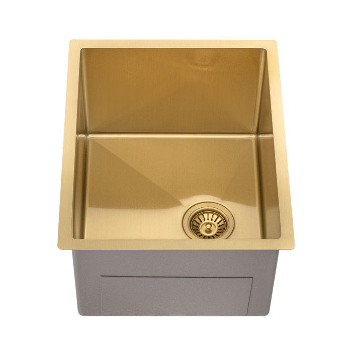 Retto II 550mm x 450mm x 300mm Extra Height Stainless Steel Sink, Brushed Brass Gold