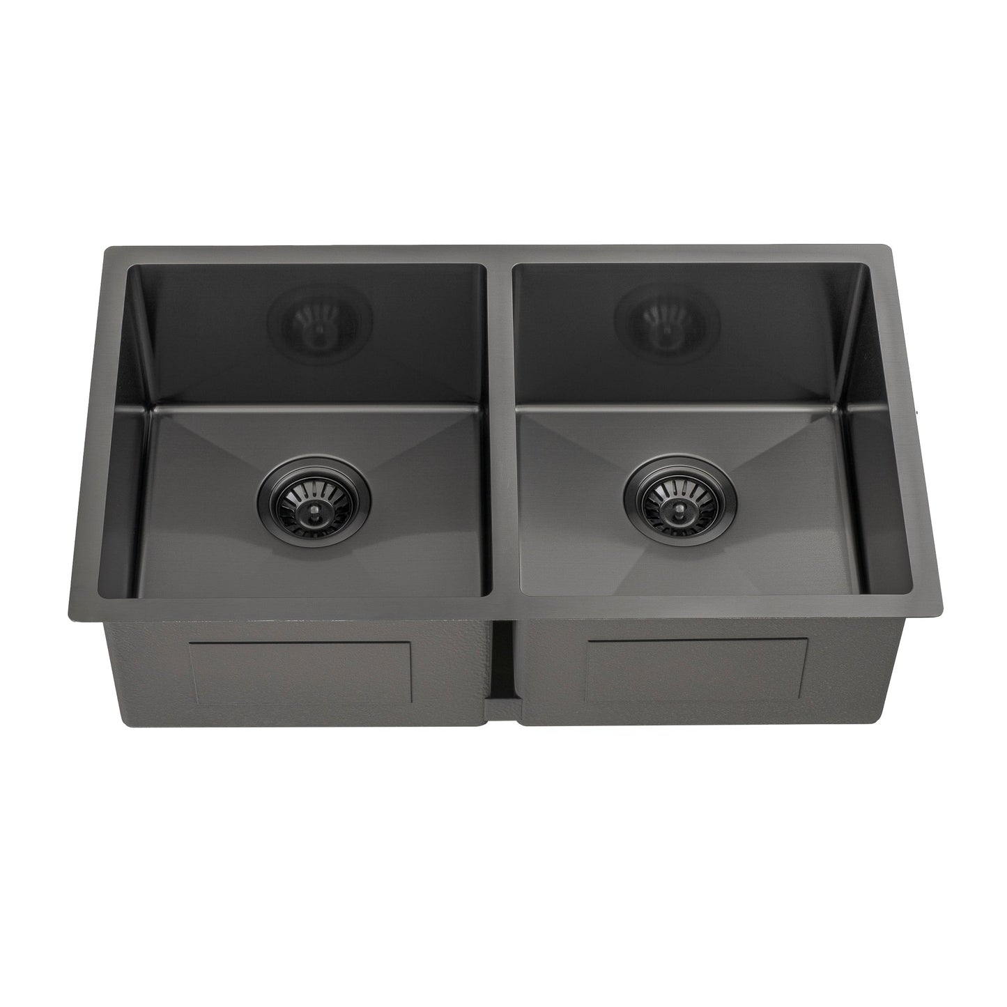 Retto II 775mm x 450mm x 230mm Stainless Steel Double Sink, Brushed Gunmetal Black