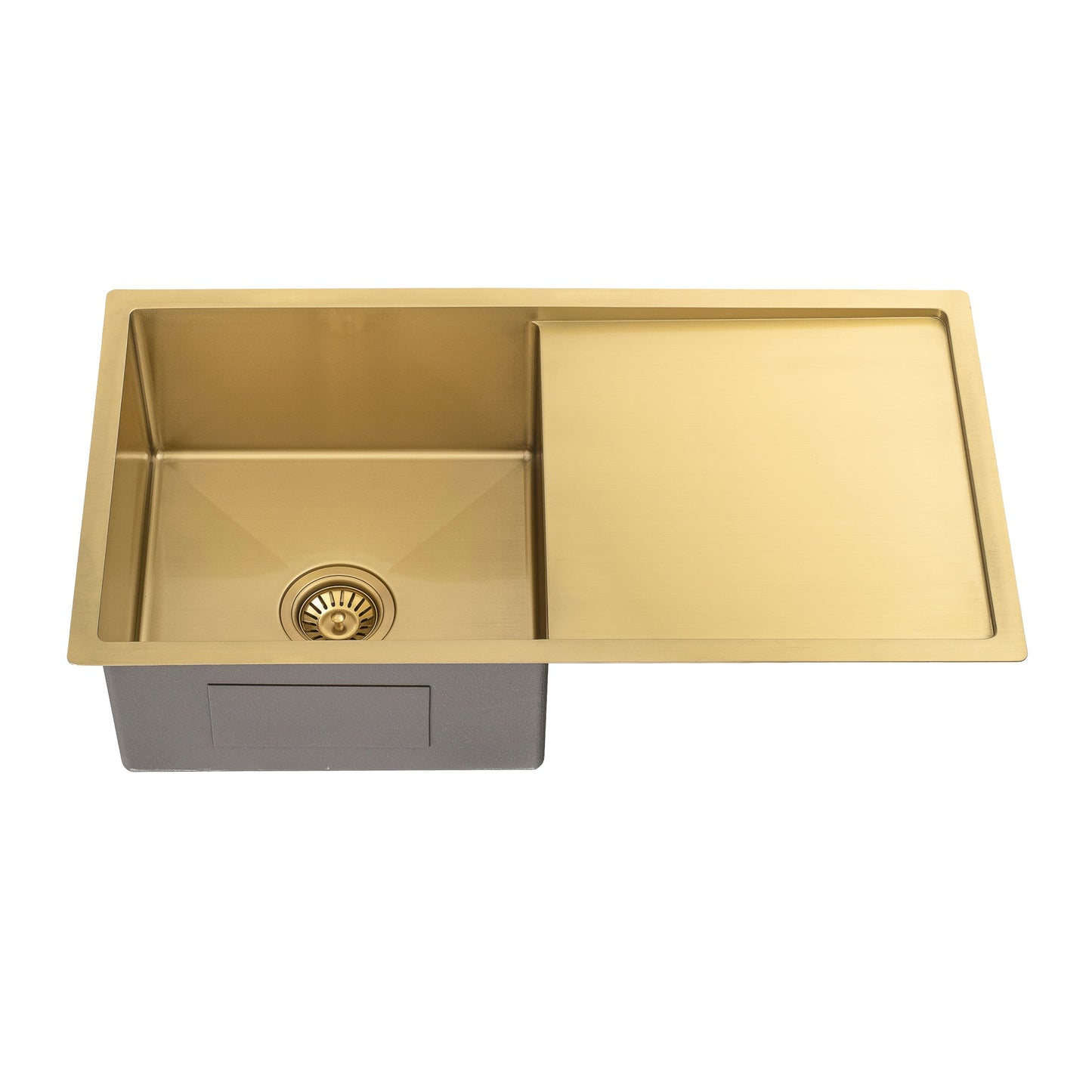 Retto II 850mm x 450mm x 230mm Stainless Steel Sink with Drainer, Brushed Brass Gold