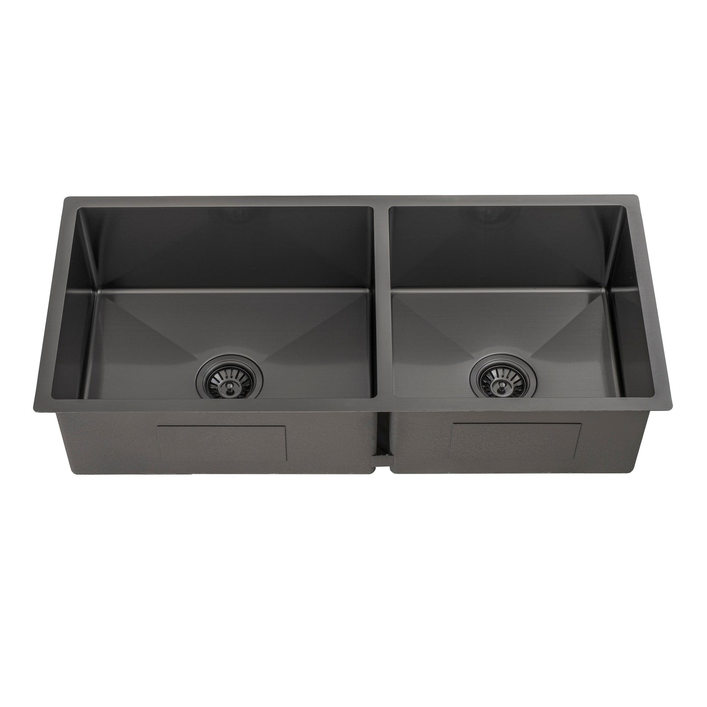 Retto II 975mm x 450mm x 230mm Stainless Steel Double Sink, Brushed Gunmetal Black