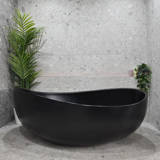 Wave 1800mm Oval Freestanding Bath, Matte Black