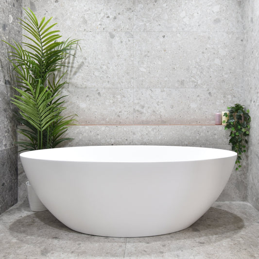 Kinka Egg 1800mm Oval Freestanding Bath, Gloss White