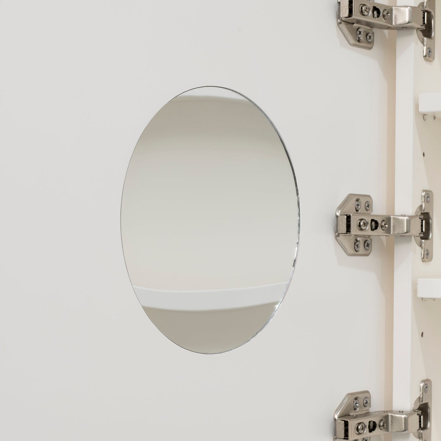 Tura Arch 600mm x 900mm Mirrored Shaving Cabinet with Exposed Shelf, Matte White