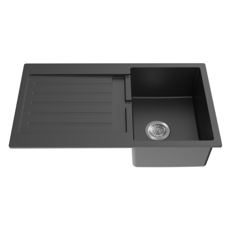 Volca 860mm x 440mm x 216mm Quartz Sink | Black |