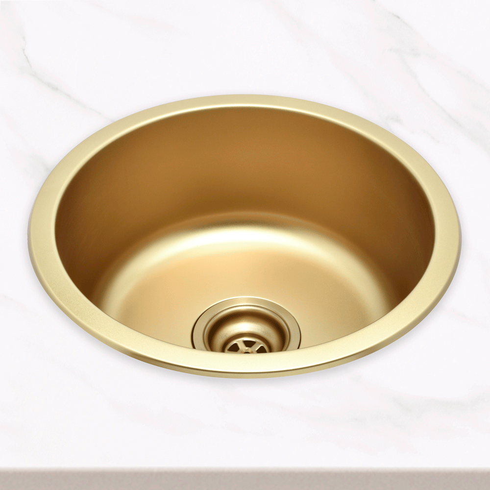 Radii Round 410mm X 180mm Stainless Steel Sink Brushed Brass gold radii-round-410mm-x-180mm-stainless-steel-sink-brushed-brass-gold