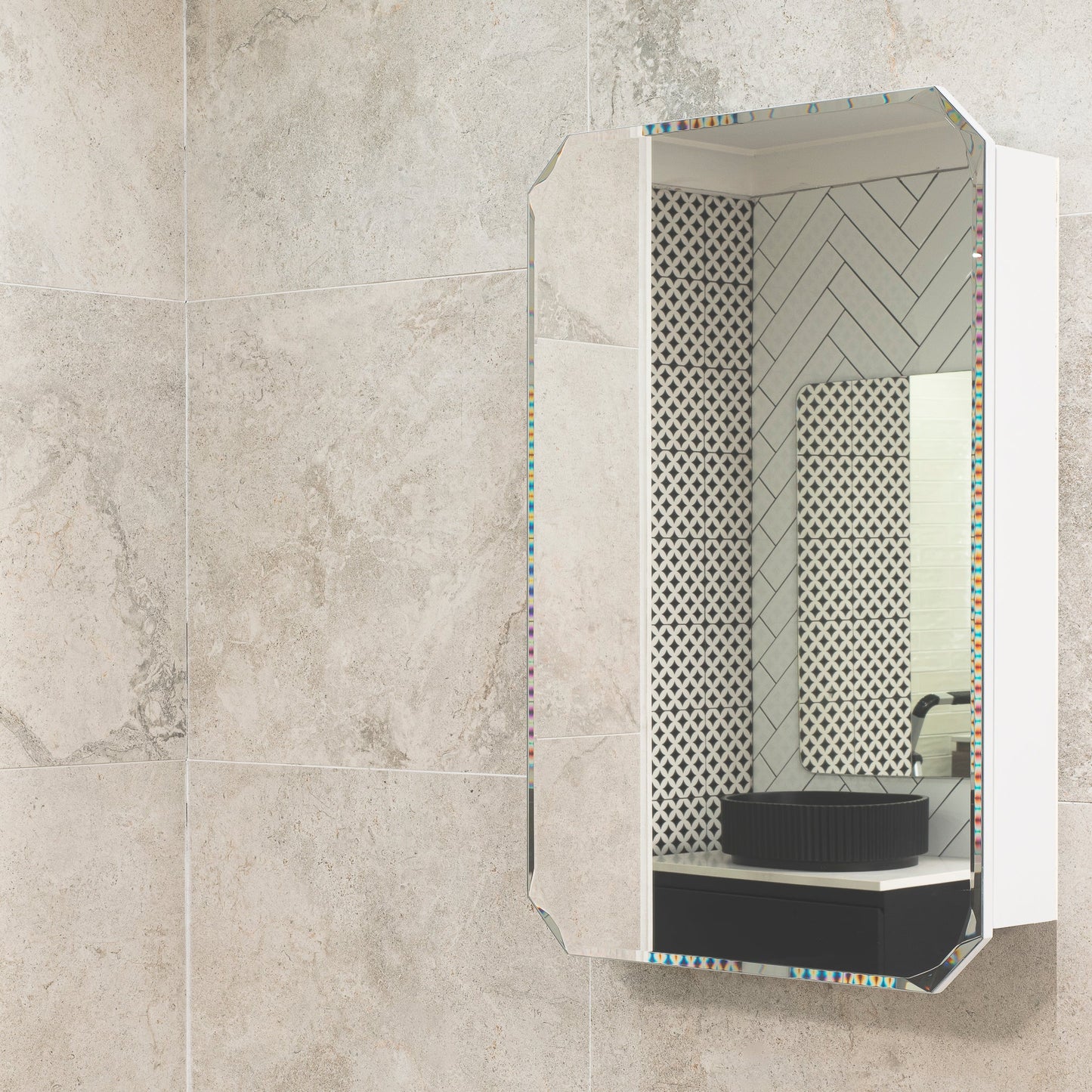 Radiant Jewel 600mm x 900mm Shaving Cabinet Mirror, Matte White