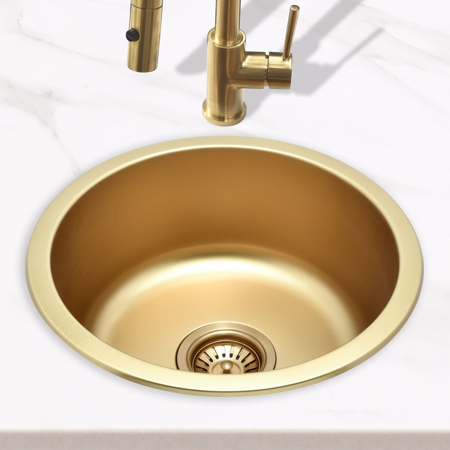 Radii Round 410mm X 180mm Stainless Steel Sink Brushed Brass Gold Enflair 1137