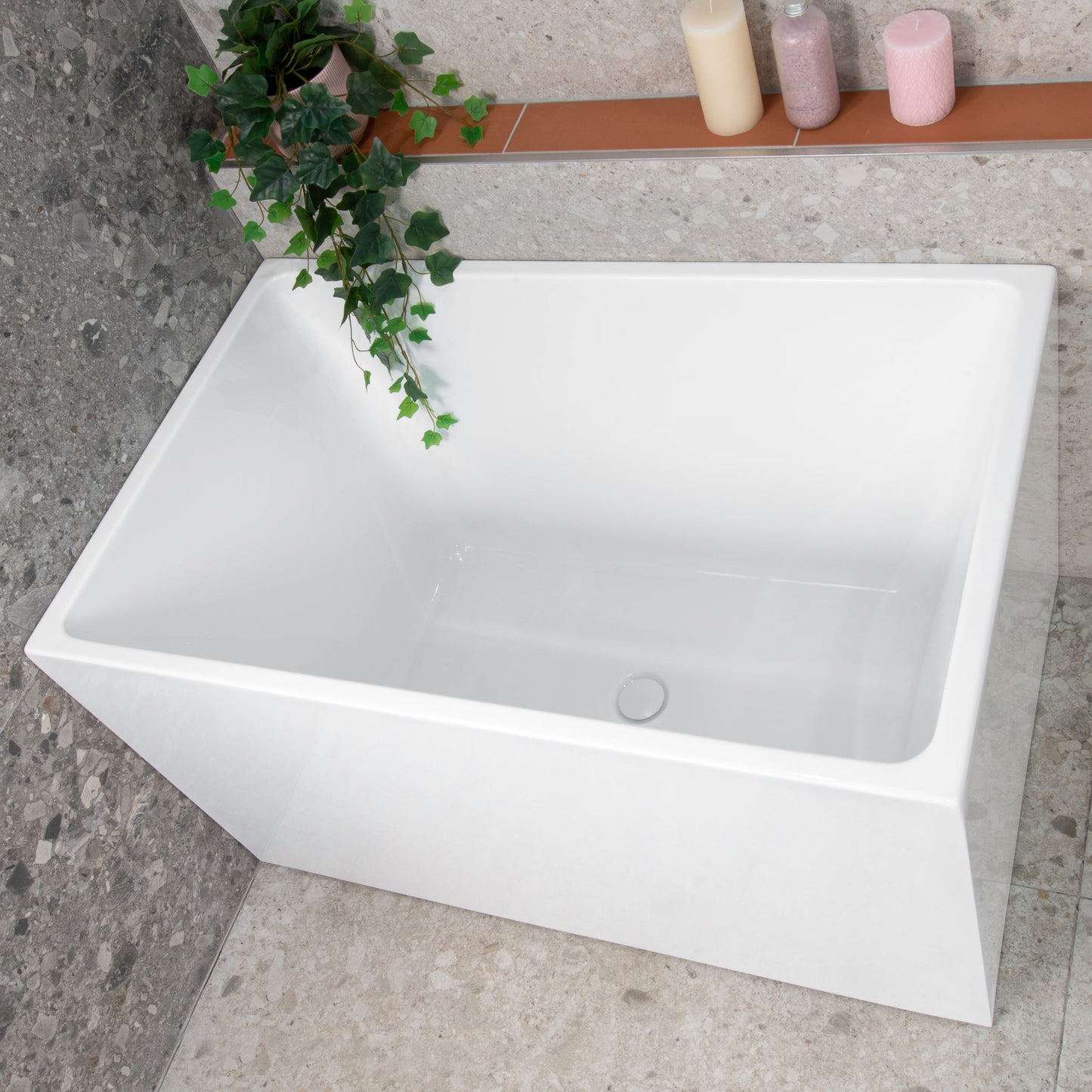 Cubix 1100mm Extra Height Japanese Soaking Freestanding Bath, Gloss White