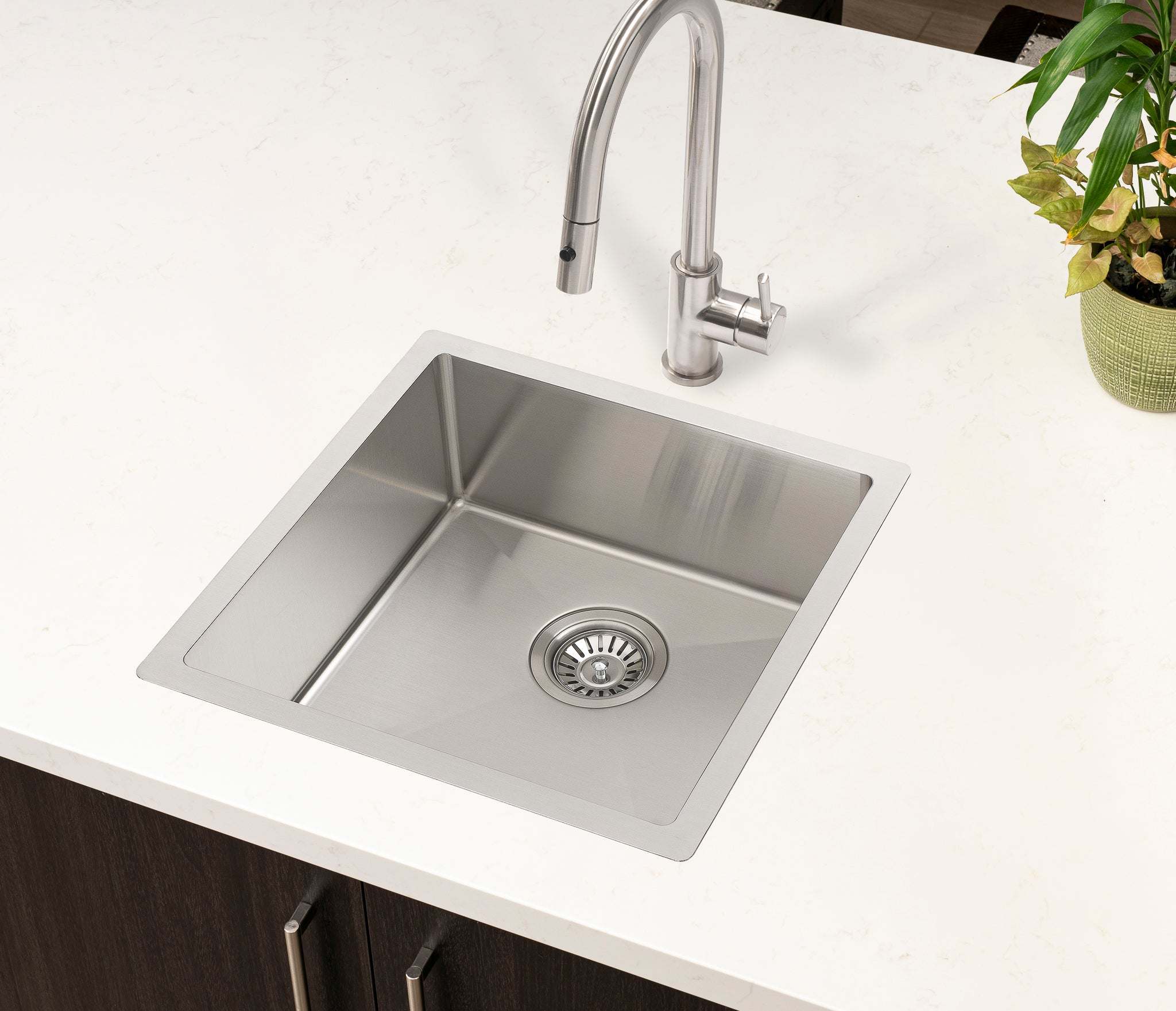 Retto II 450mm x 450mm x 230mm Stainless Steel Sink, Brushed Nickel Si ...