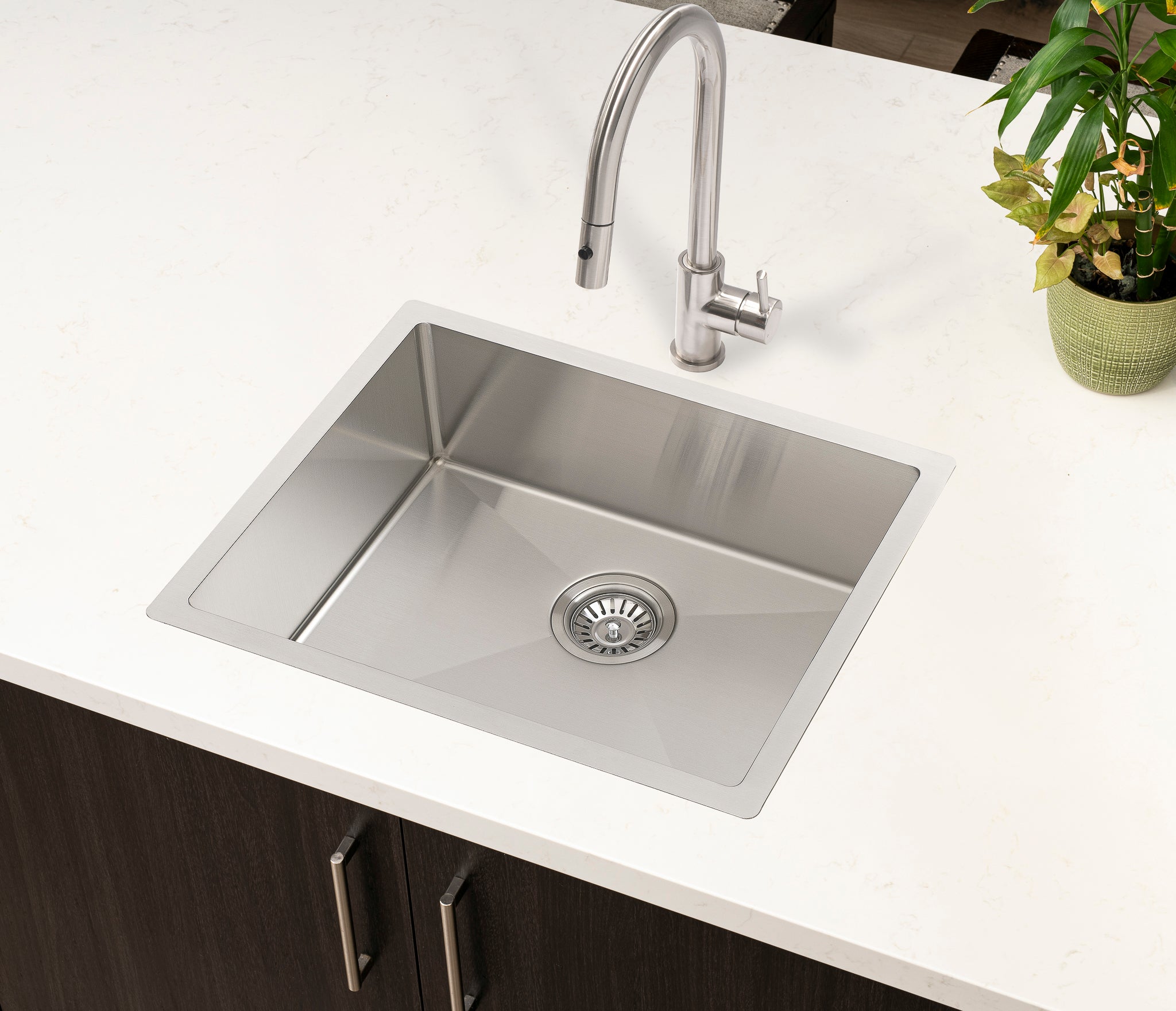 Gettering Sinks Retto II 550mm x 450mm x 230mm Stainless Steel Sink, Brushed Nickel Si ...