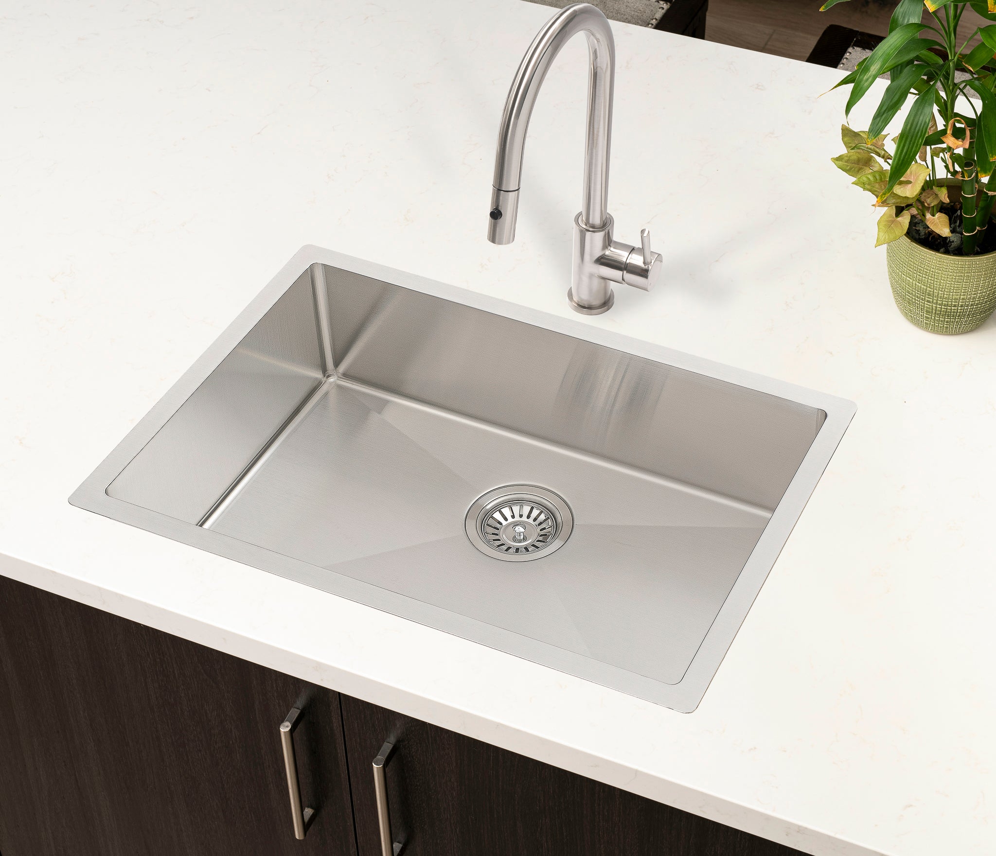 Retto II 650mm x 450mm x 230mm Stainless Steel Sink, Brushed Nickel Si ...