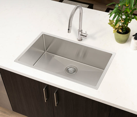 Retto II 750mm x 450mm x 300mm Extra Height Stainless Steel Sink, Brushed Nickel Silver