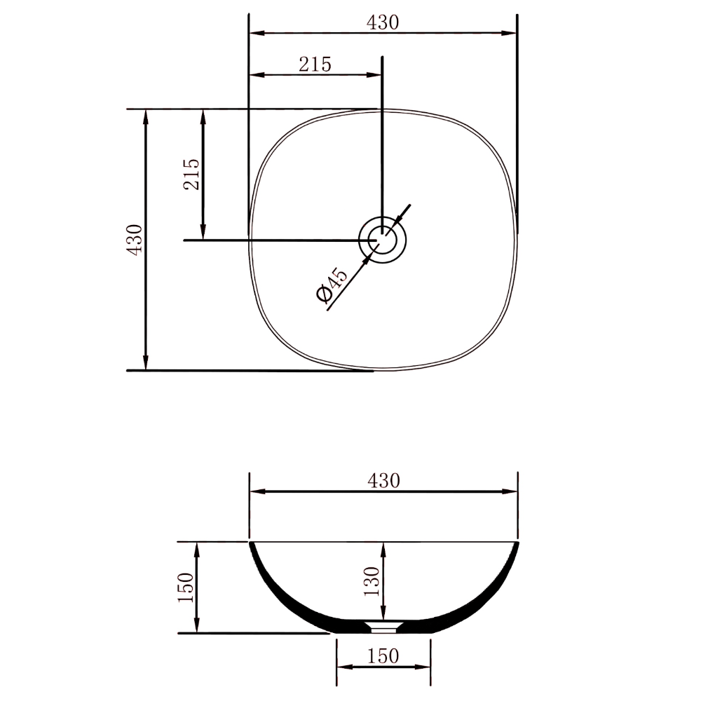 Rolo 430mm Artificial Stone Above-Counter Basin | Matte White |