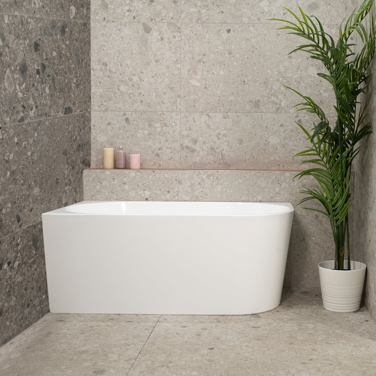 Avalon II 1400mm Left Corner Freestanding Bath, Gloss White Enflair