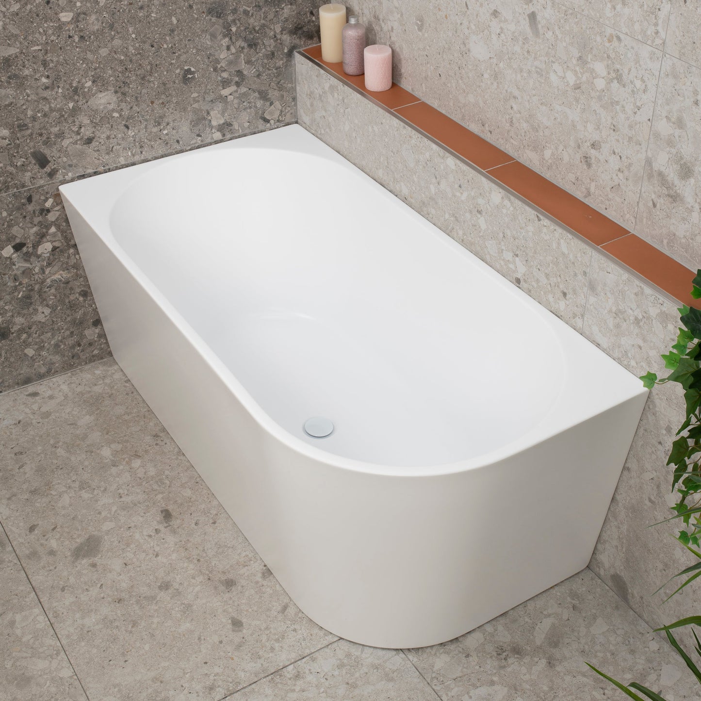 Avalon 1400mm Left Corner Freestanding Bath, Matte White