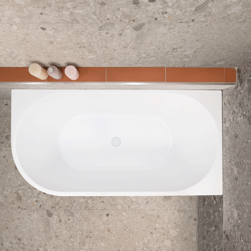 Avalon 1500mm Right Corner Freestanding Bath, Matte White