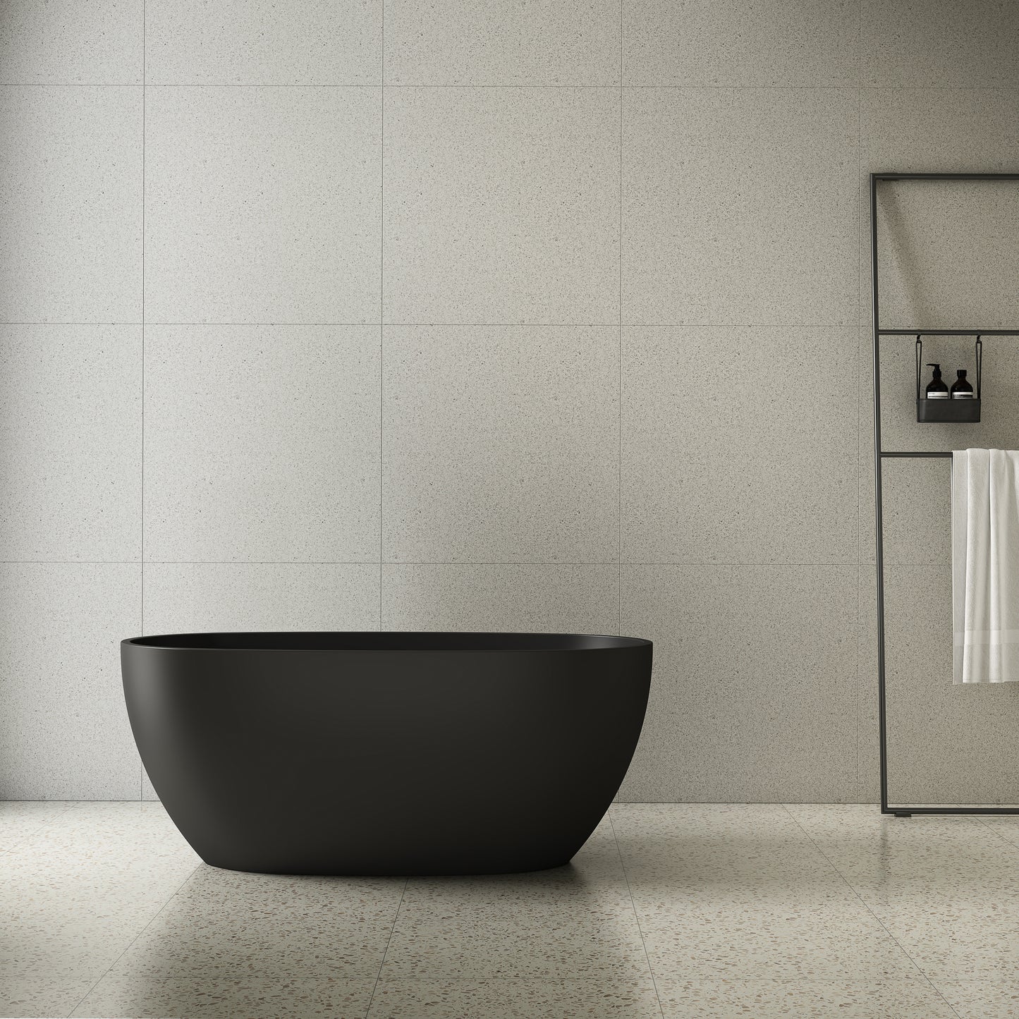 Byron Egg 1400mm Oval Freestanding Bath Matte Black Enflair