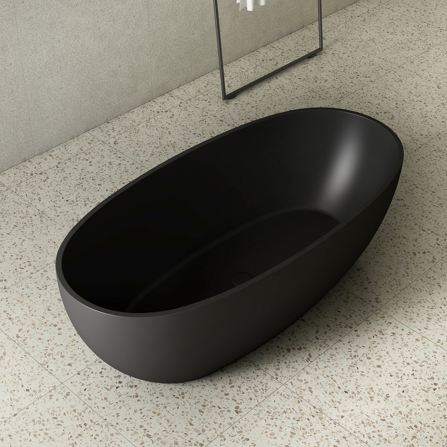 Byron Egg 1500mm Oval Freestanding Bath, Matte Black