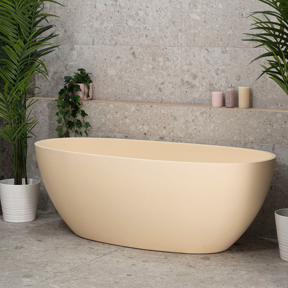 Byron Egg 1600mm Oval Freestanding Bath, Matte Banana Beige - SPECIAL EDITION