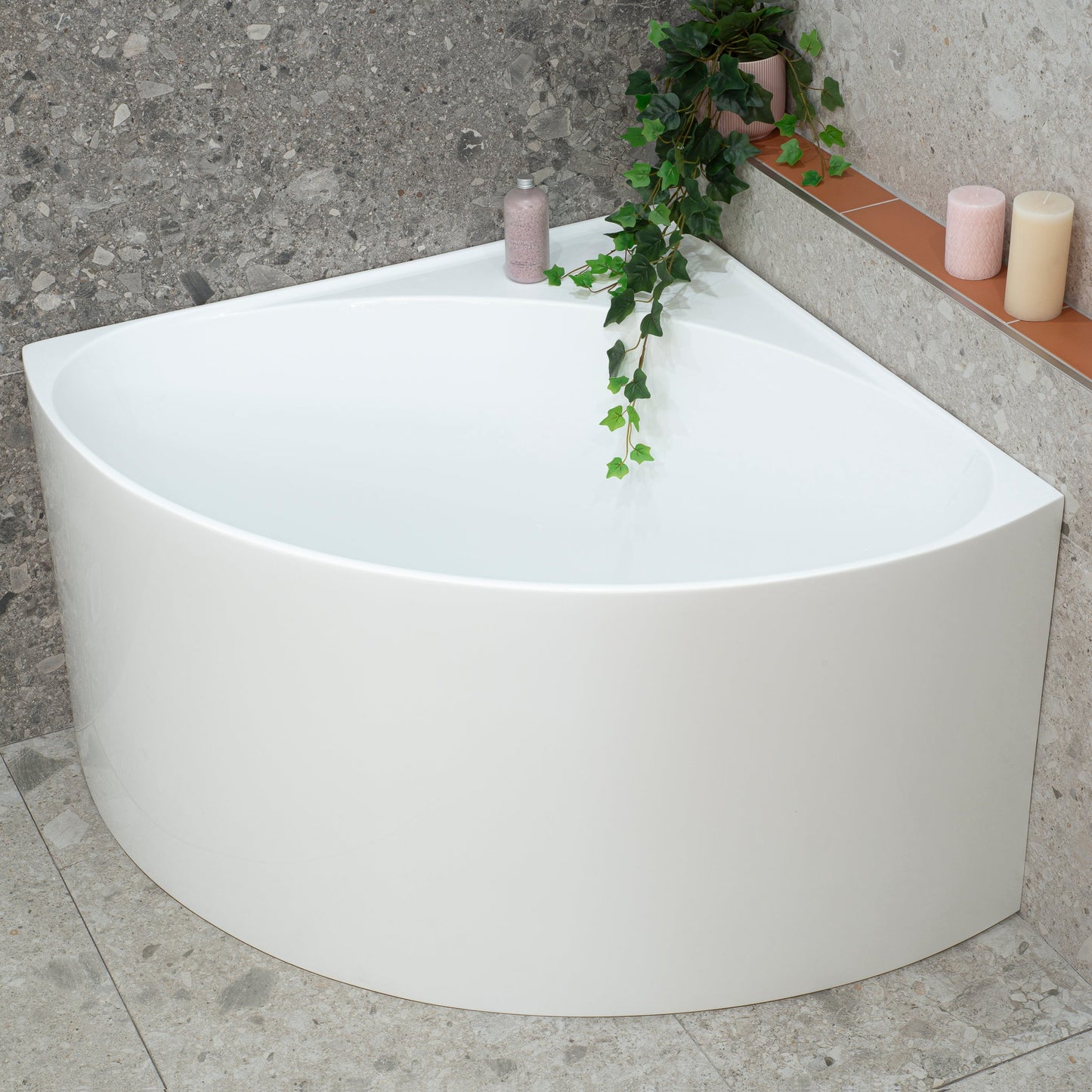 Angie Corner 1000mm Corner Fit Japanese Soaking Bathtub, Gloss White