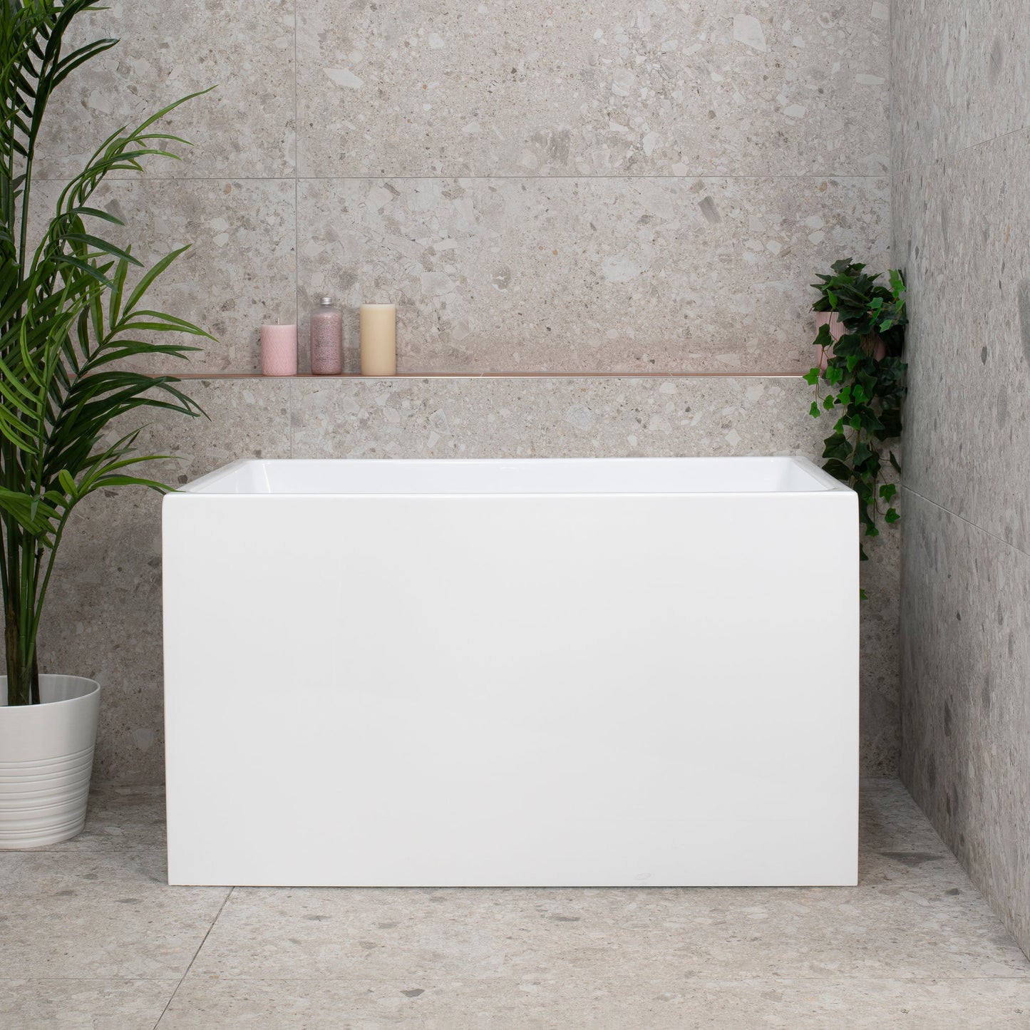 Cubix 1100mm Extra Height Japanese Soaking Freestanding Bath, Gloss White