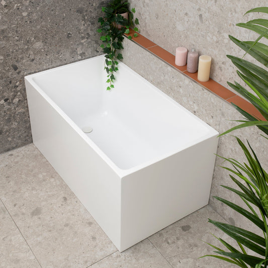 Cubix 1200mm Square Multifit Freestanding Bath, Gloss White