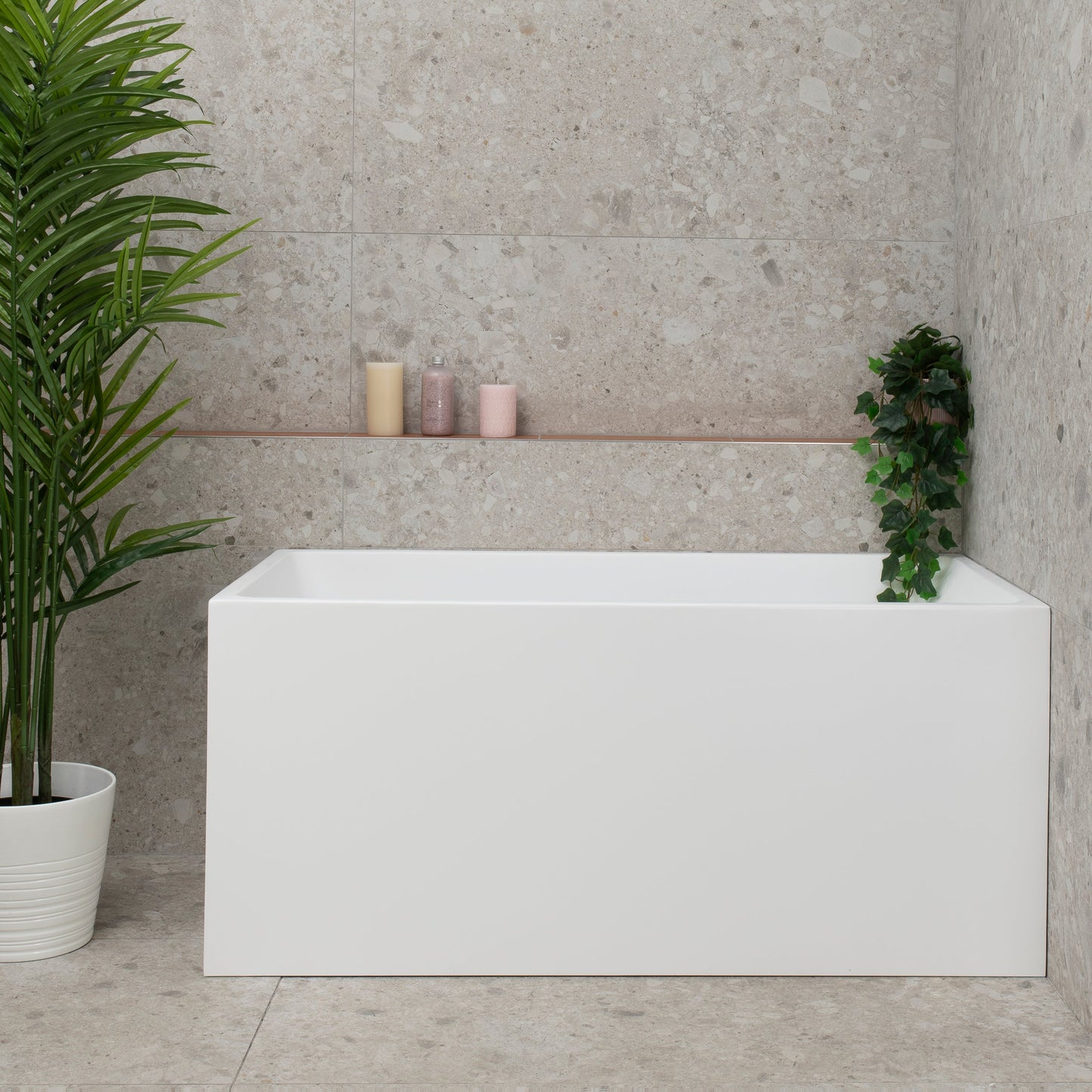 Cubix 1300mm Square Multifit Freestanding Bath, Matte White
