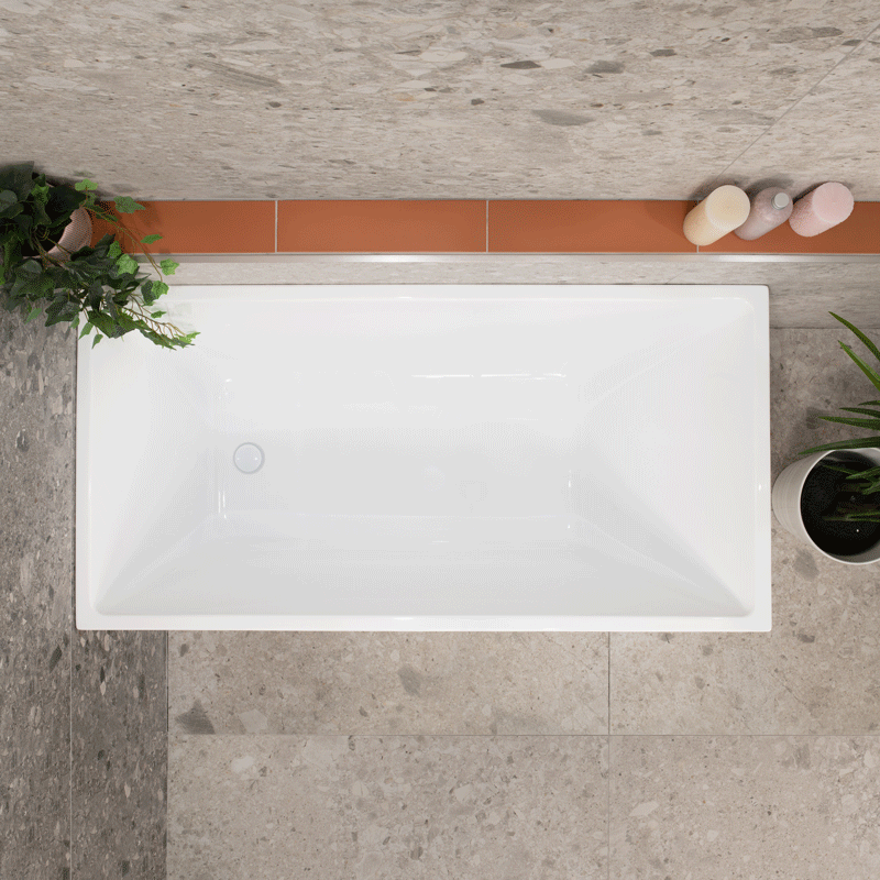 Cubix 1400mm Square Multifit Freestanding Bath, Gloss White