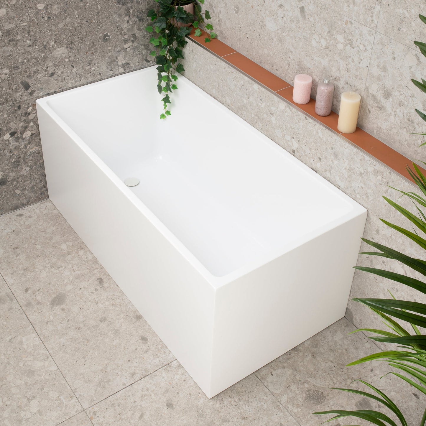 Cubix 1400mm Square Multifit Freestanding Bath, Matte White