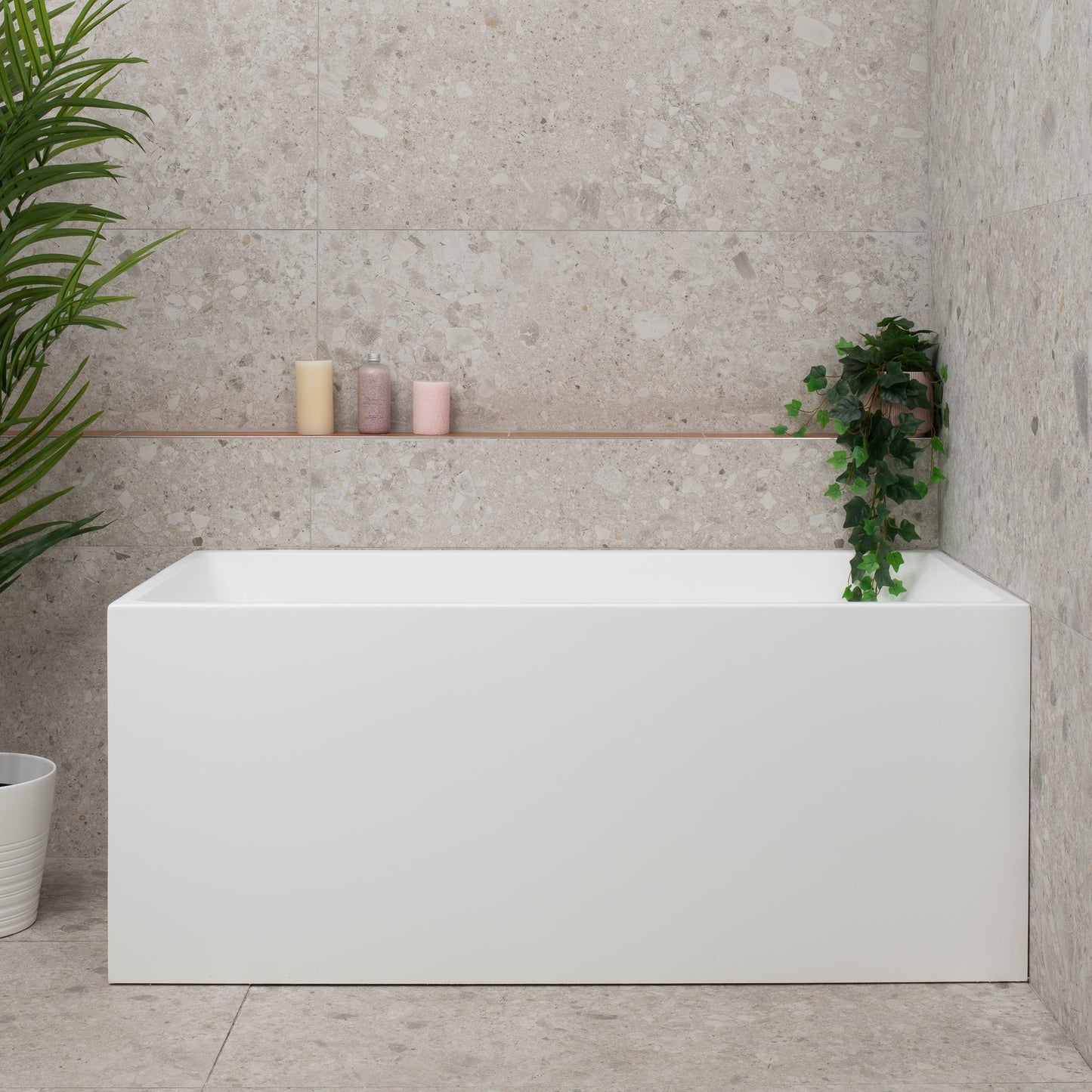 Cubix 1400mm Square Multifit Freestanding Bath, Matte White