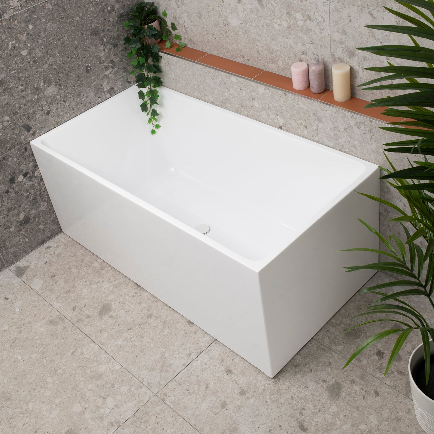 Cubix 1500mm Square Multifit Freestanding Bath, Matte White