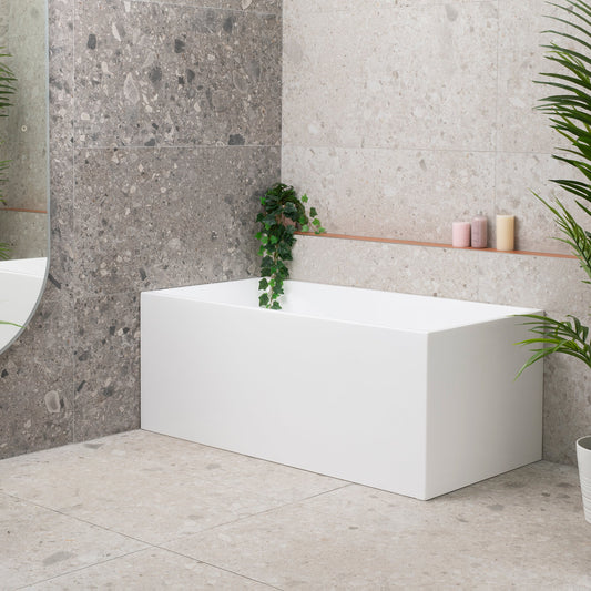 Cubix 1500mm Square Multifit Freestanding Bath, Matte White