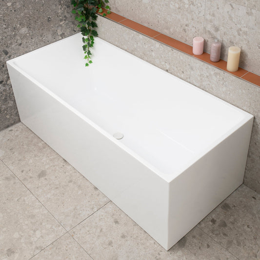 Cubix 1700mm Square Multifit Freestanding Bath, Matte White