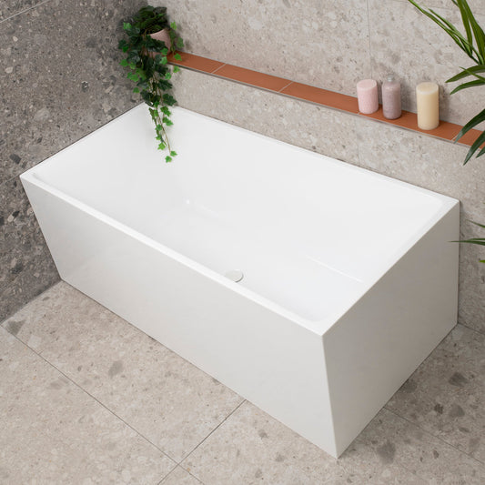 Cubix 1600mm Square Multifit Freestanding Bath, Matte White