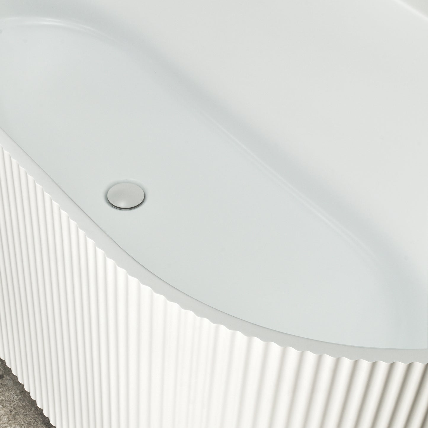 Brighton Groove 1700mm Fluted Oval Right Corner Freestanding Bath | Gloss White |