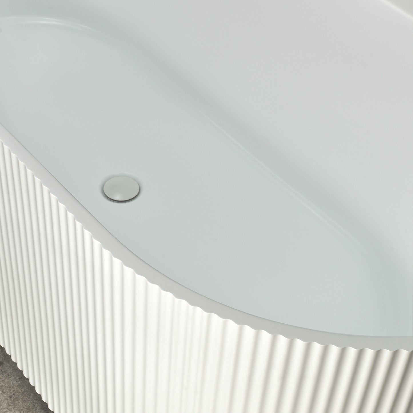 Brighton Groove 1500mm Fluted Oval Freestanding Bath, Gloss White